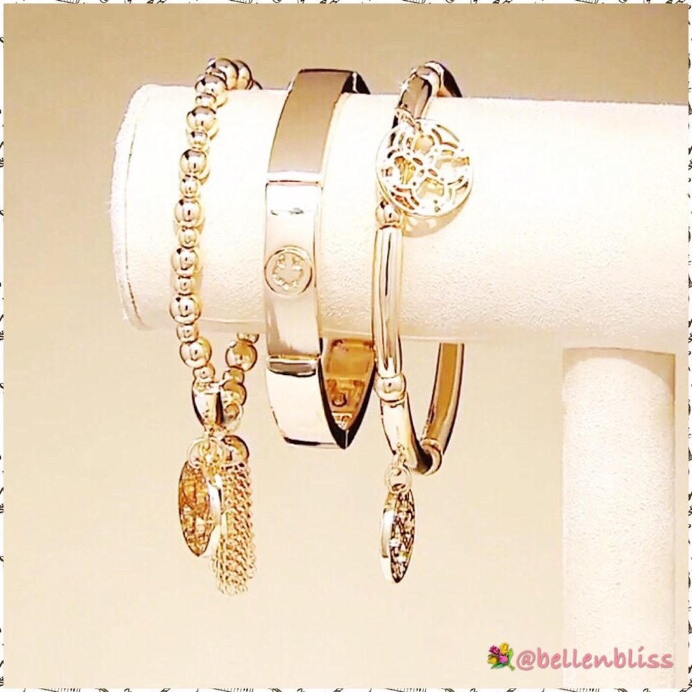 Stretch Charm Bracelets by C. Wonder,Gold Set of 3